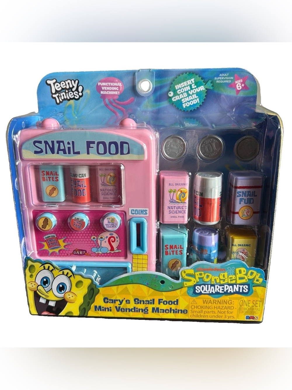 Teeny Tinies SpongeBob SquarePants Gary's Snail Food Mini Vending Machine NEW